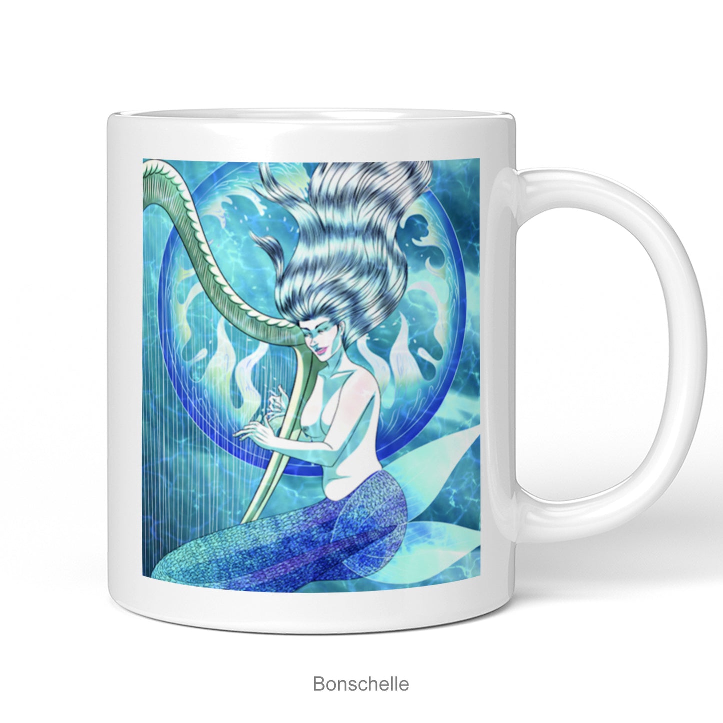 Blue Mermaid with a Harp Mug Gift