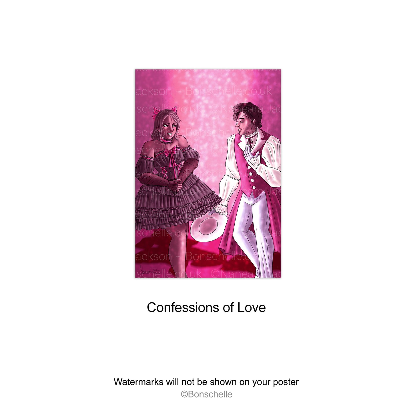 Confessions of love design Vampire Lolita Lovers Digital Art Poster Prints