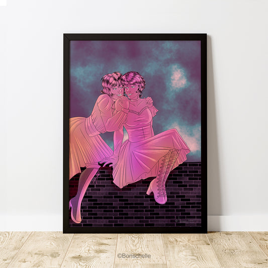 Vampire Lolita Lovers Neon Gothic Digital Art Poster Print