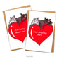 Cute Chibi Bat Couple with Love Heart Card with envelope and personalisation option