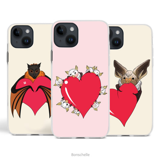 Cute Chibi Bats with Heart Phone Cases for Samsung or iPhone