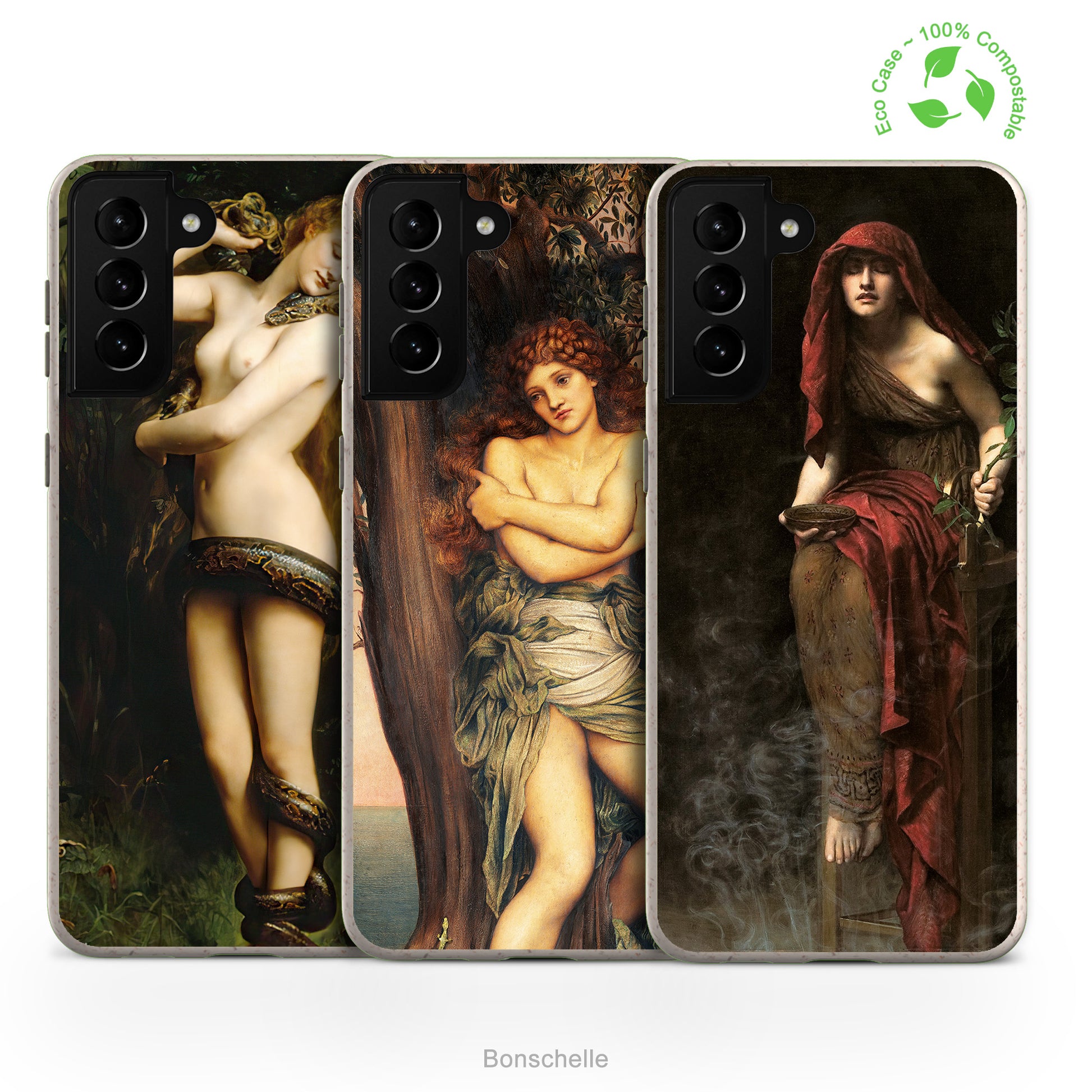 Ancient Gothic females, Eco Phone Cases for Samsung and iPhone with Pre-Raphaelite paintings by John Collier and Evelyn De Morgan