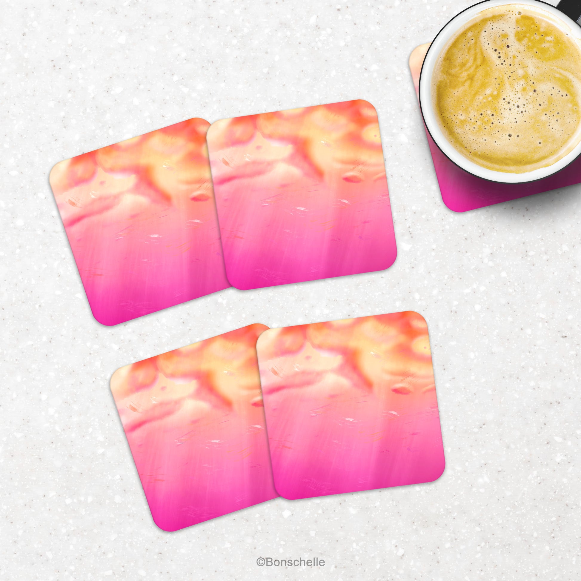 Set of 4 Artistic Coaster s with the LGBTQ Lesbian Pride Flag colours