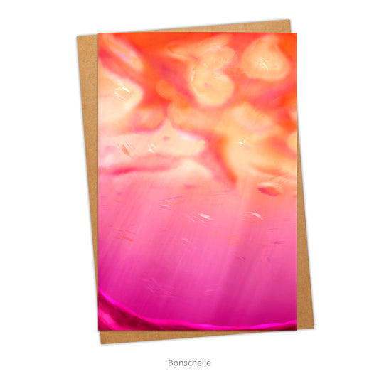Greeting card and envelope with original art design inspired by the colours of the Lesbian Pride Flag.