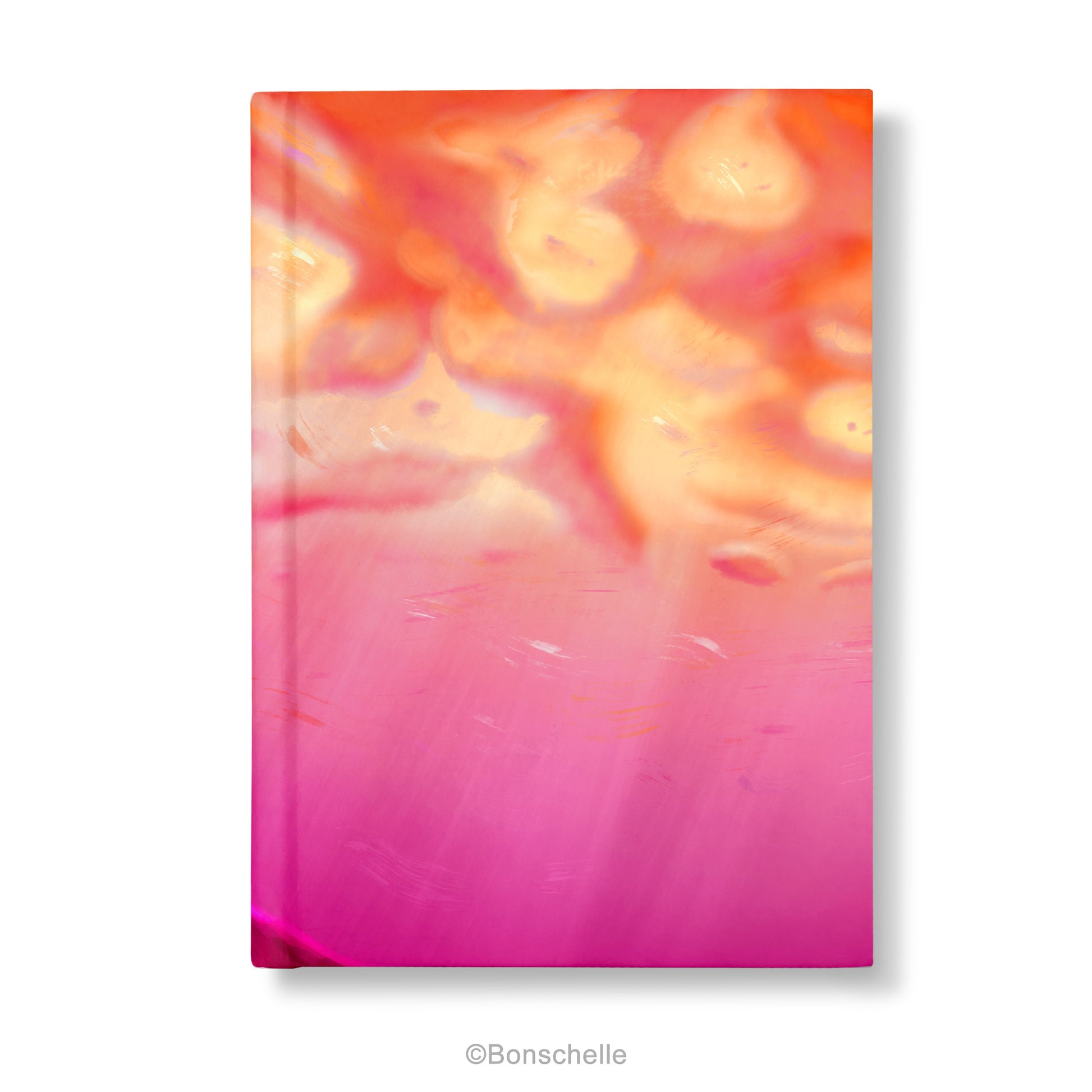 Hardcover notebook with original cloud art landscape design made with colours of Lesbian Pride Flag.