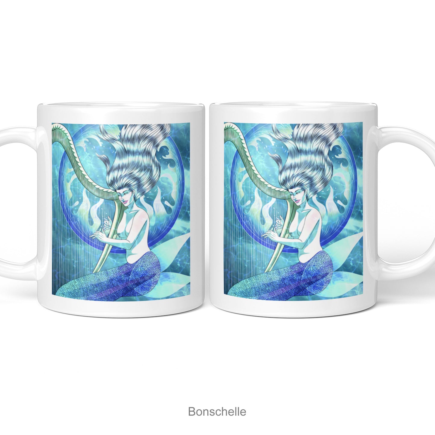 Blue Mermaid with a Harp Mug Gift