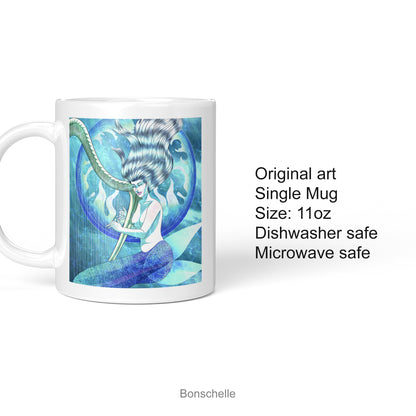 Blue Mermaid with a Harp Mug Gift