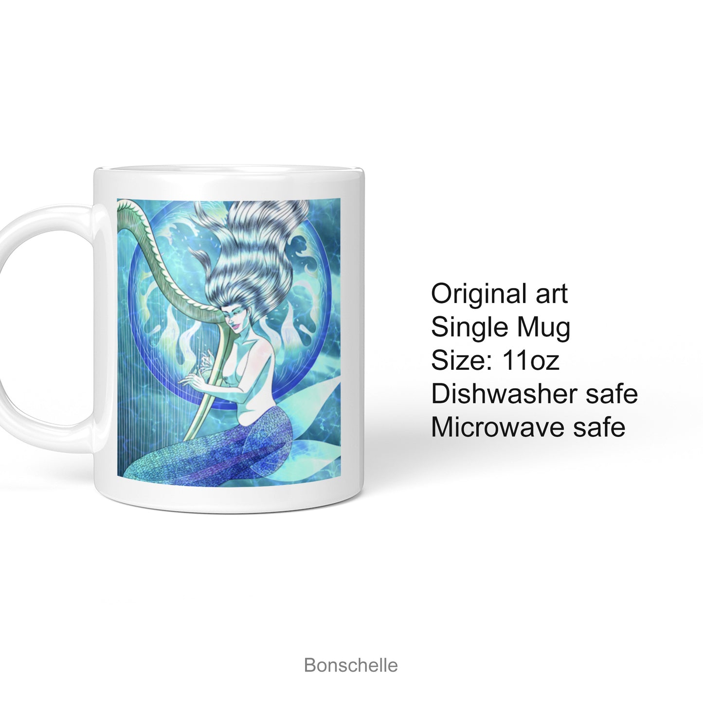 Blue Mermaid with a Harp Mug Gift