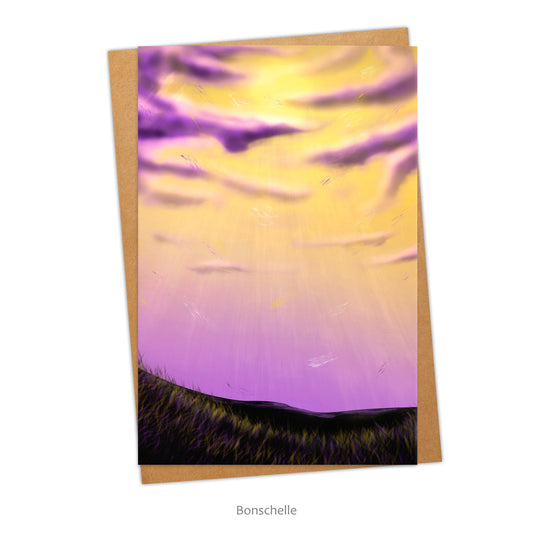 Greeting card and envelope with original art design inspired by the colours of the Non-Binary Pride Flag.