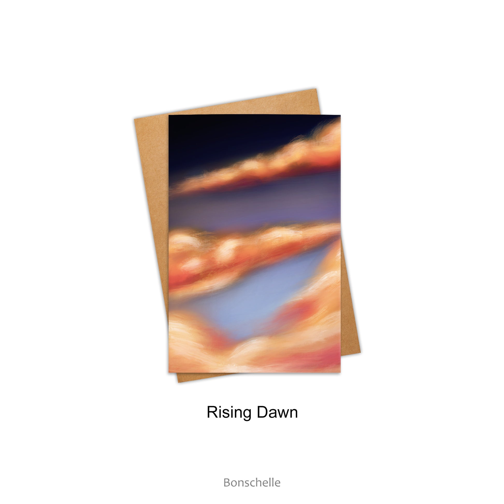 Option'Rising Dawn' Sunrise & Nighttime Clouds original art Cards with evnelopes