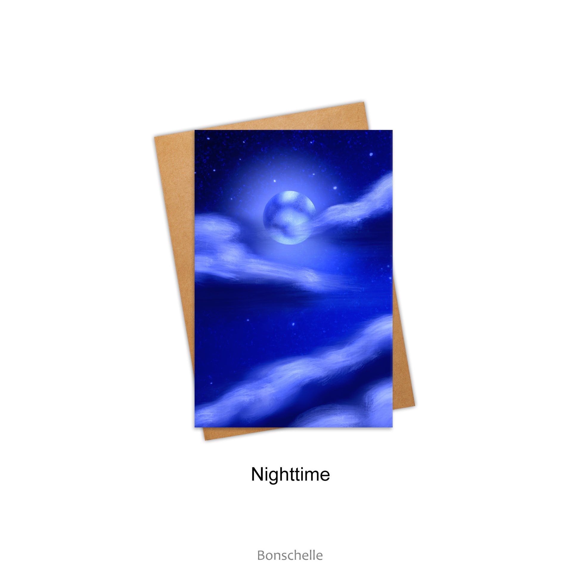 Option 'Nightime' Sunrise & Nighttime Clouds original art Cards with evnelopes