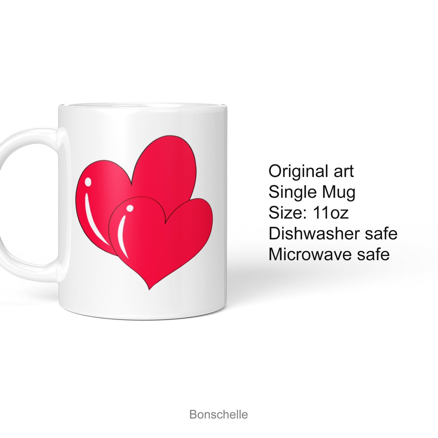 Product details for the Two Hearts Love Mug
