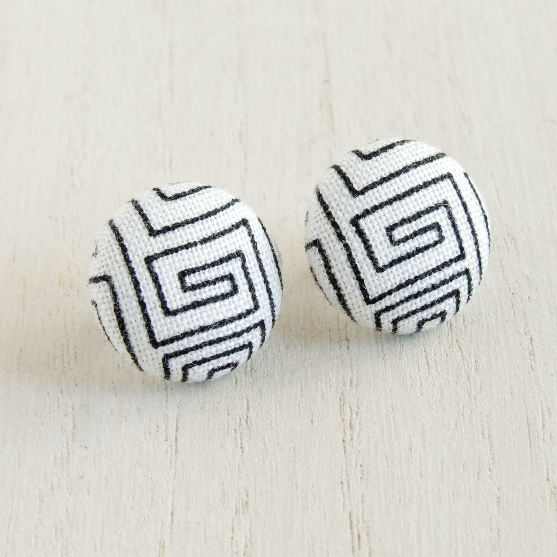 geometric print fabric and sterling silver earrings for women