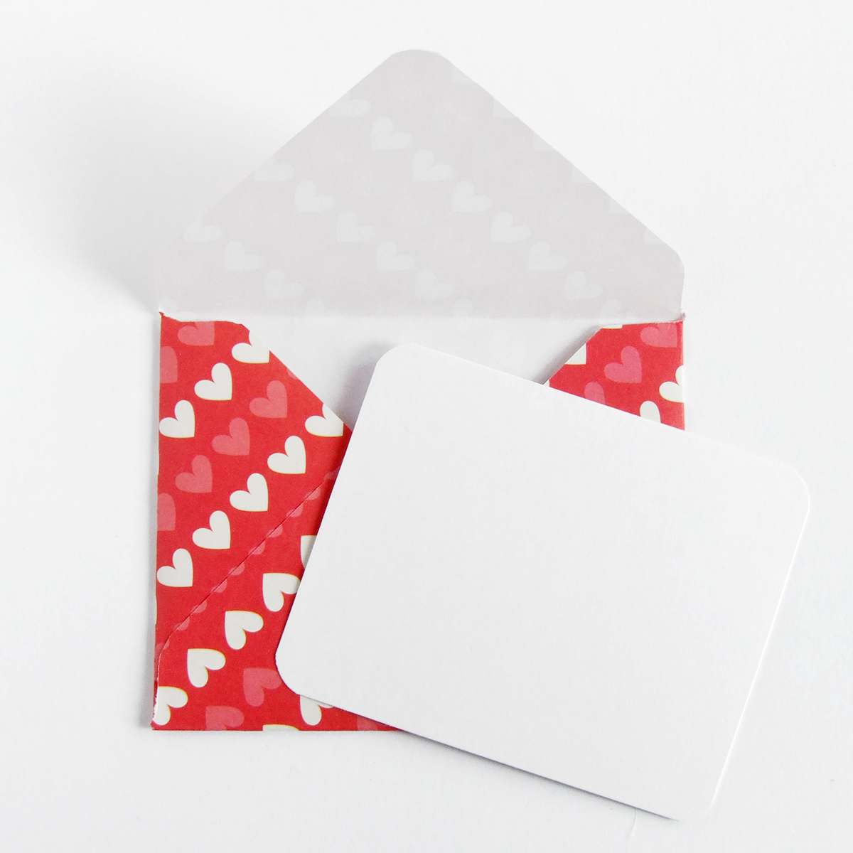 Handmade heart patterned gift message envelope and notecard
