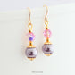 lavender pearls and and pink crystal earrings with  14K gold filled earwires for women