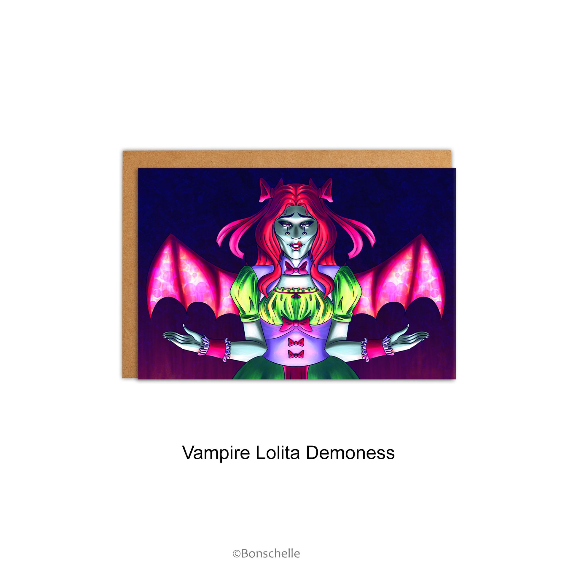 Vampire Lolita Demoness Colourful Art Card