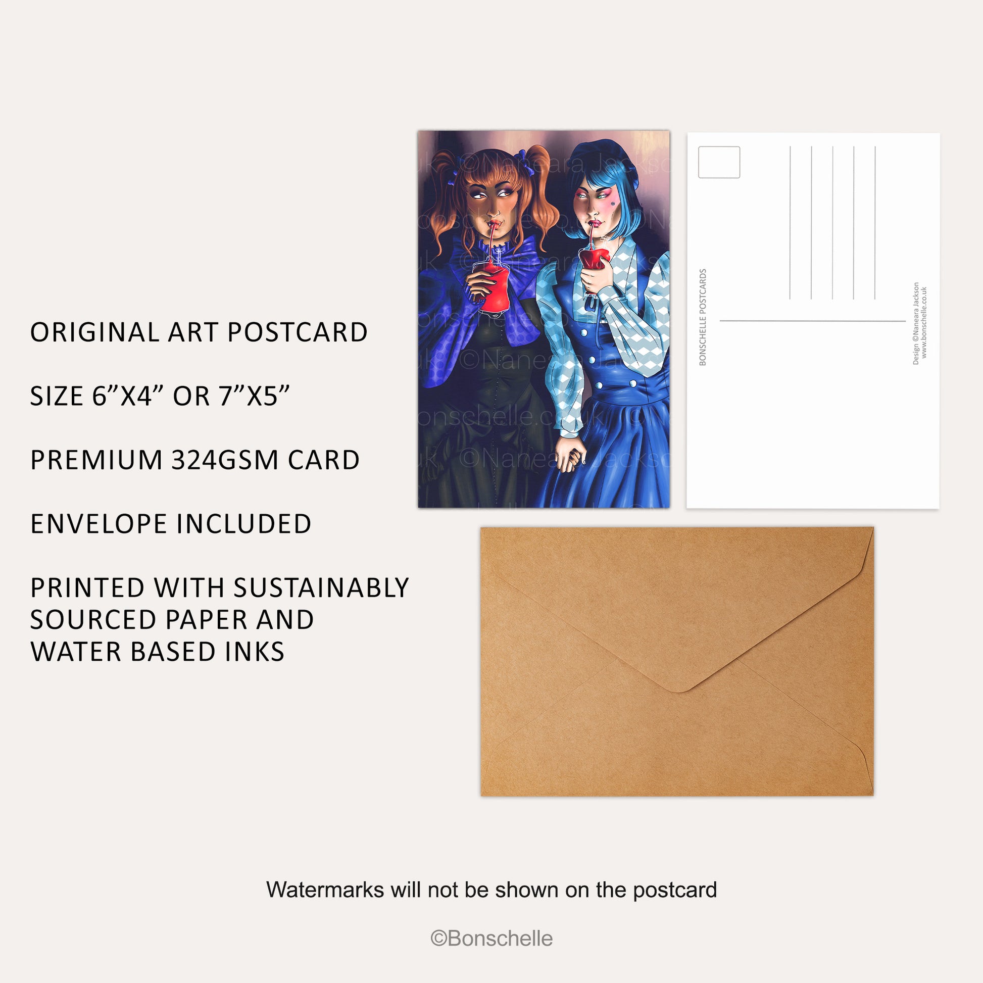 Vampire Lolita Girlfriends Postcard Art Print Product Details