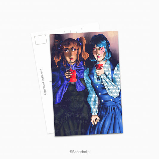 Vampire Lolita Girlfriends Postcard Art Print