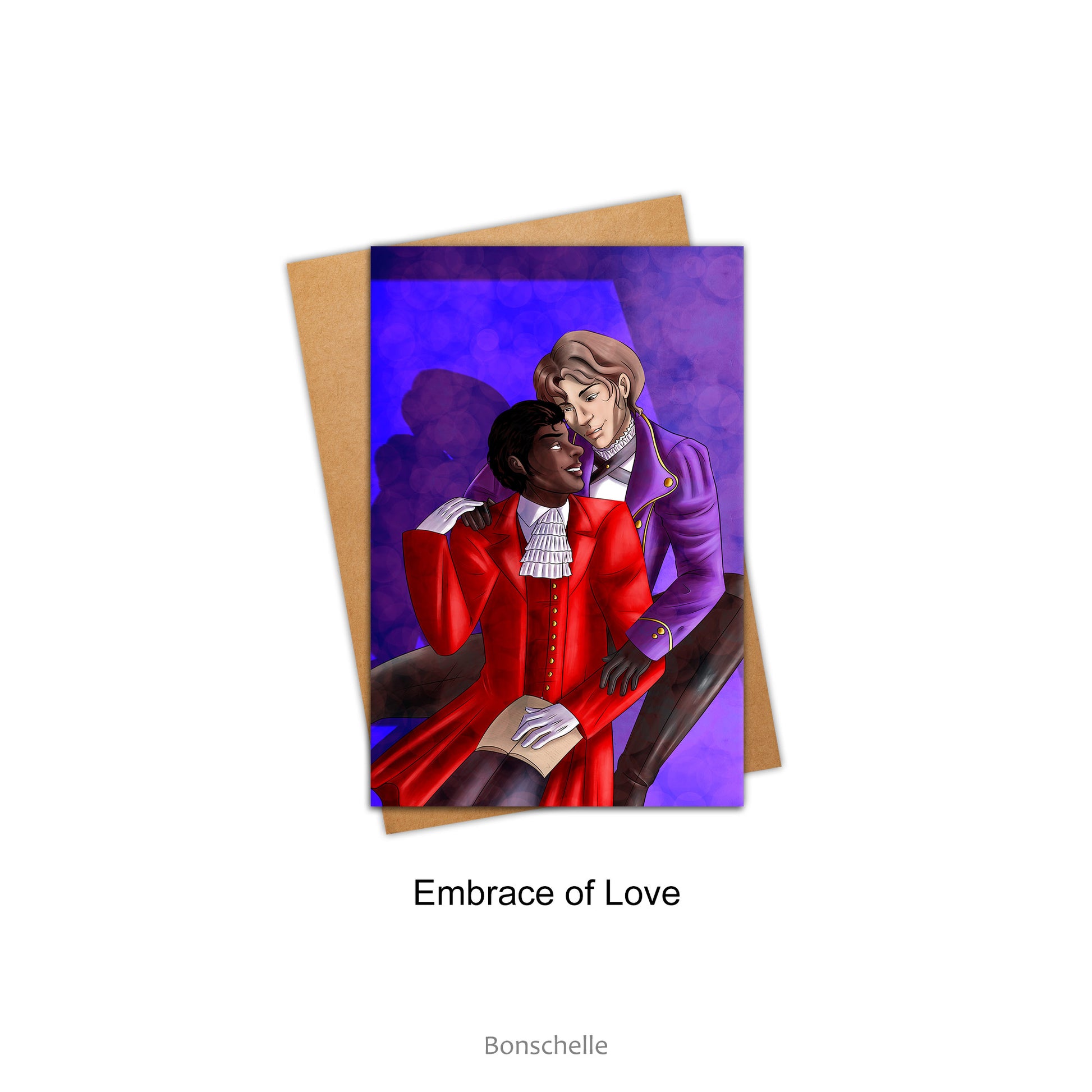 Embrace fo Love Loving Couples Original Art Card  Media 3 of 4