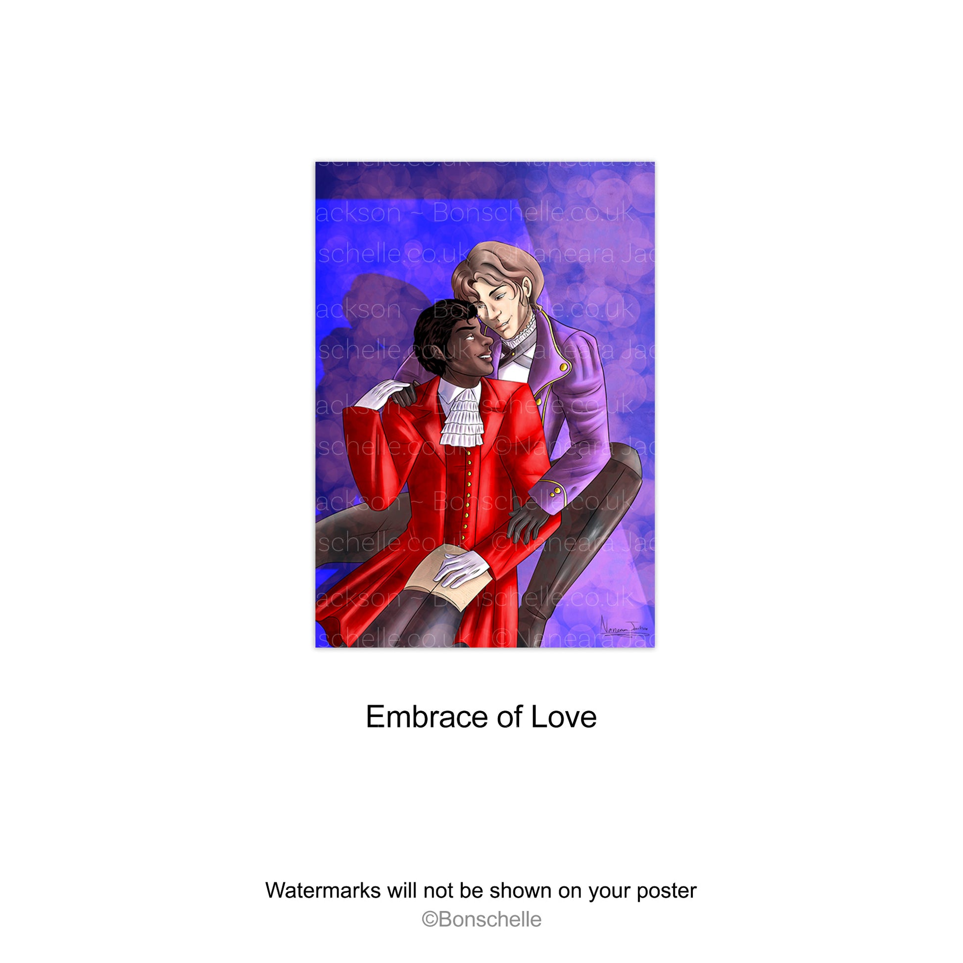 Embrace of Love design Vampire Lolita Lovers Digital Art Poster Print