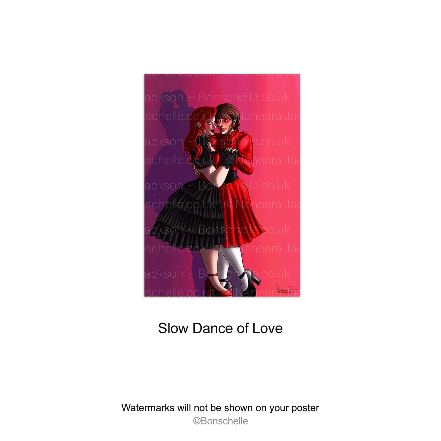 Slow Dance of Love Vampire Lolita Lovers Digital Art Poster Print