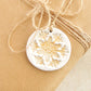 Round White and Gold Clay Christmas Ornaments, Set of 3