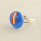 modern handmade blue fused glass cabochon ring for women